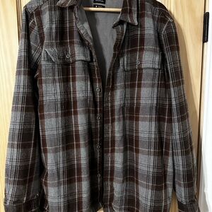 Prana Men's Flannel Shirt/Jacket - Gray and brown